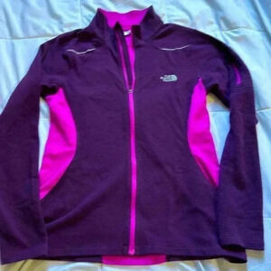 North Face two tone purple fleece zip up  jacket size medium